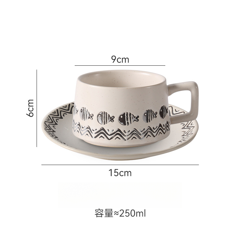 復古魚紋咖啡杯復