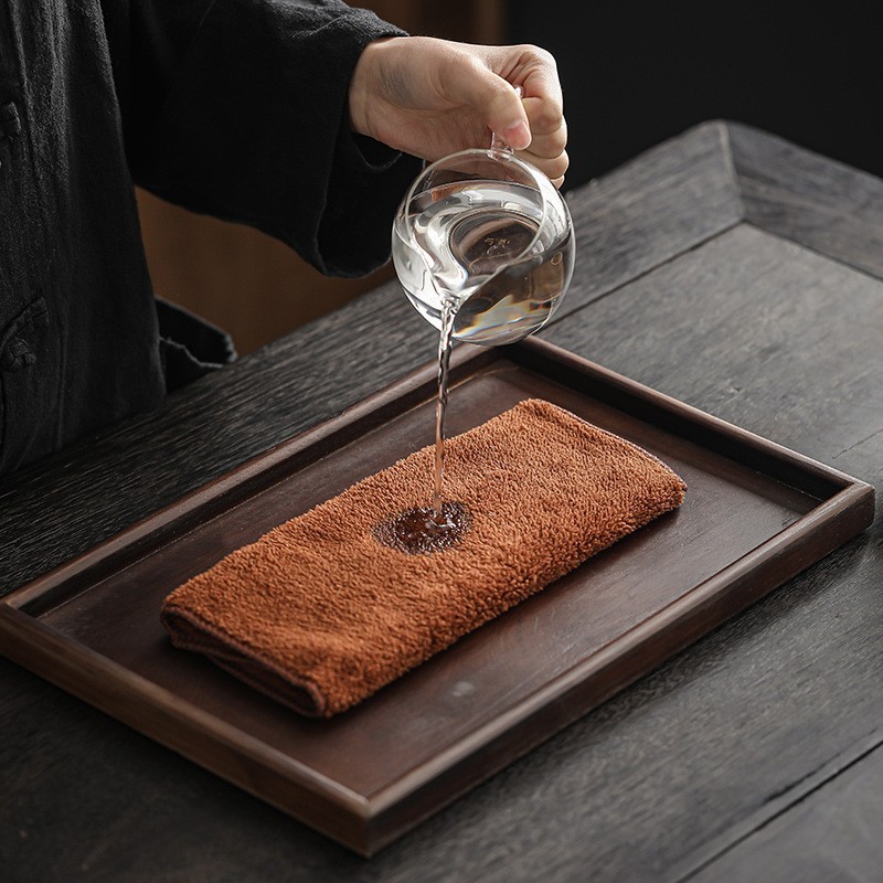 仿鹿皮絨面茶巾簡約印花