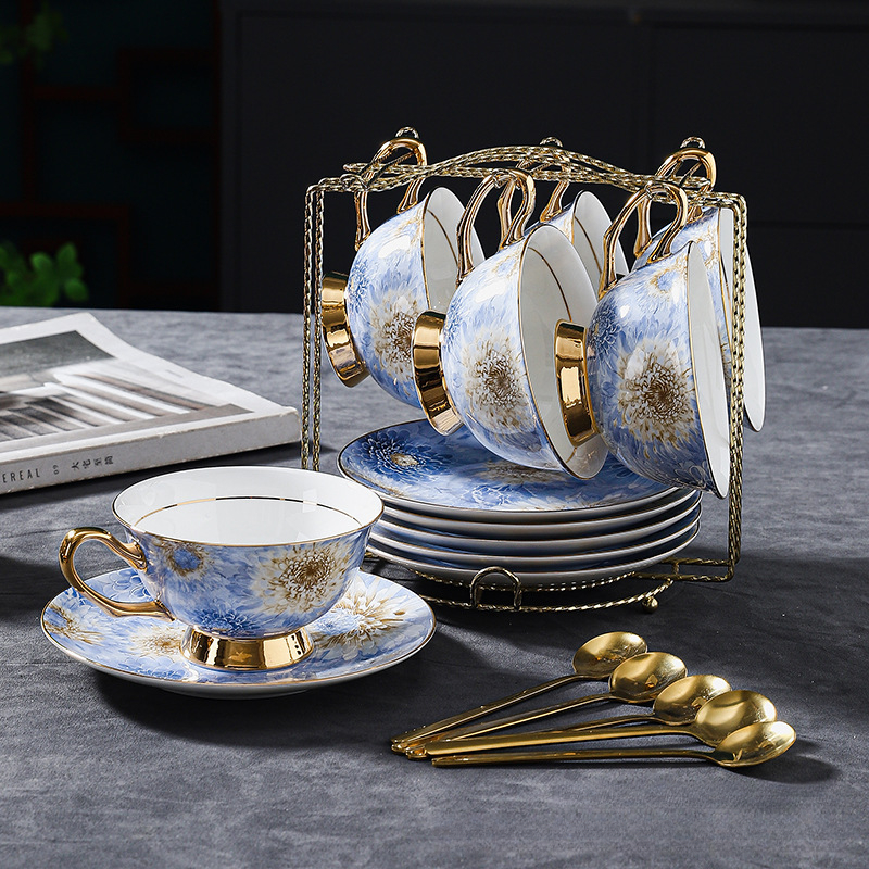 高顏值輕奢小眾骨瓷咖啡杯碟套裝
