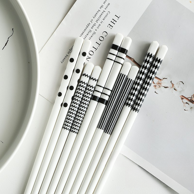 赫本風白色陶瓷筷子套裝5雙裝
