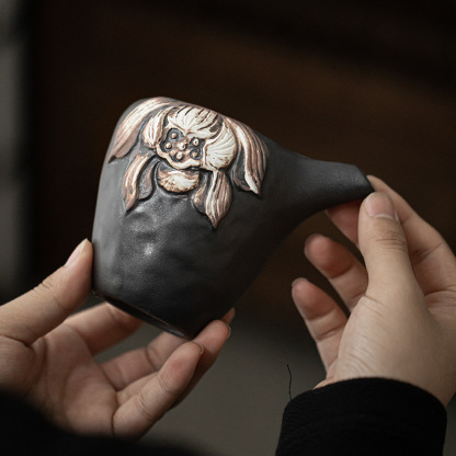 侘寂風粗陶手工公道杯