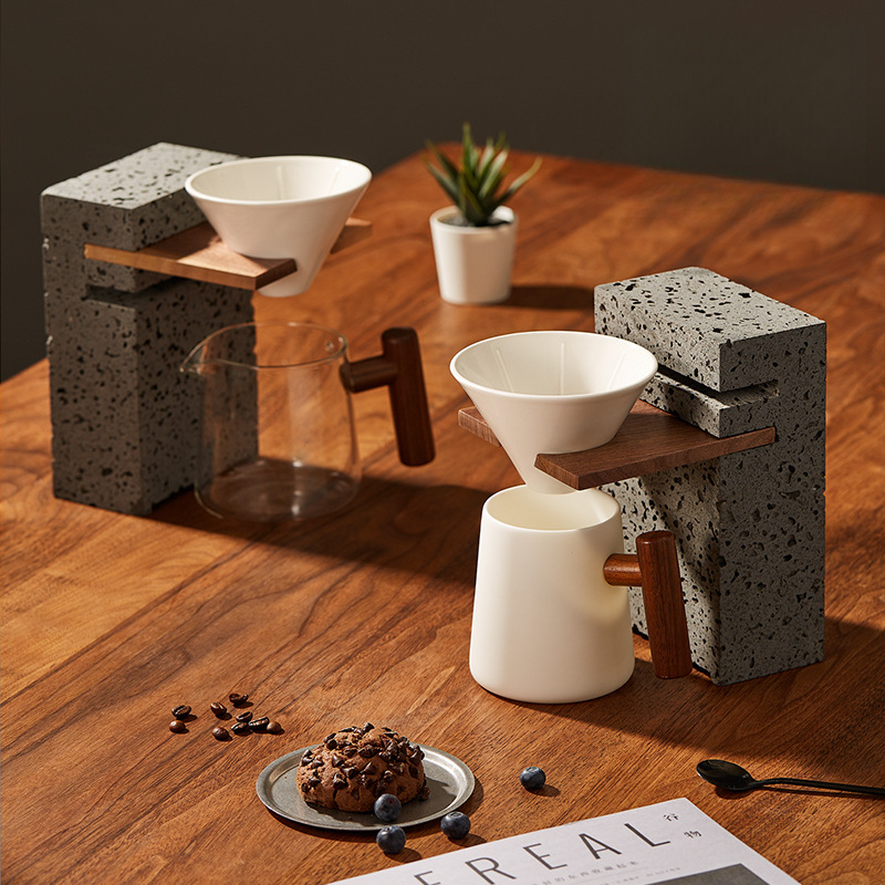 天然火山石咖啡滴漏過濾分享壺器具套裝