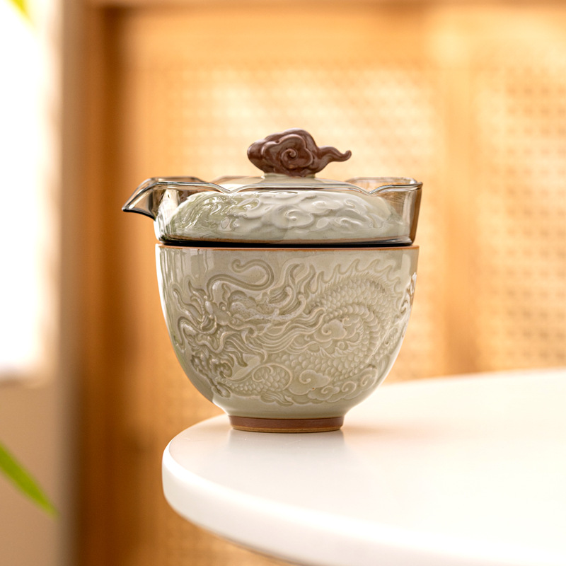 祥雲旅行茶具泡茶壺便攜戶外陶瓷快客杯