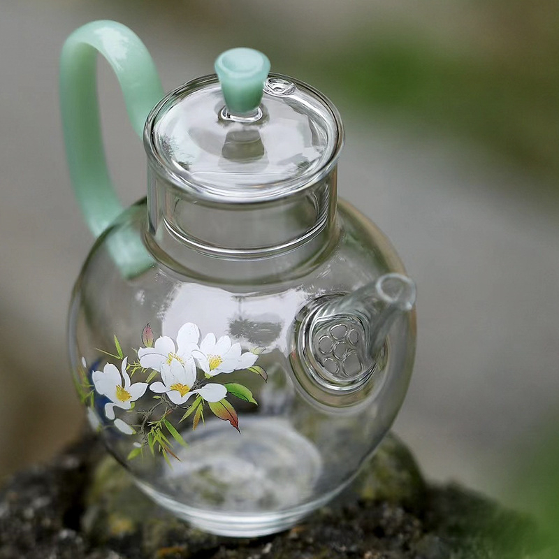 春歸耐高溫帶側把玻璃泡茶執壺