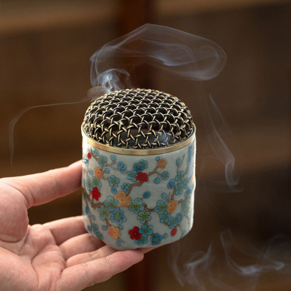 金梅茶道插香陶瓷香爐