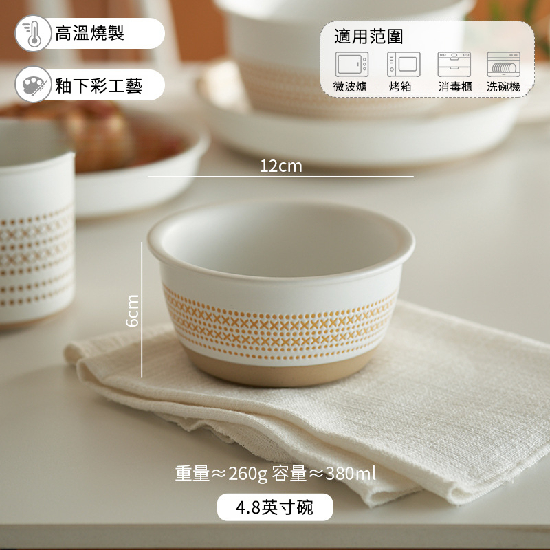 白色波點碗盤套裝