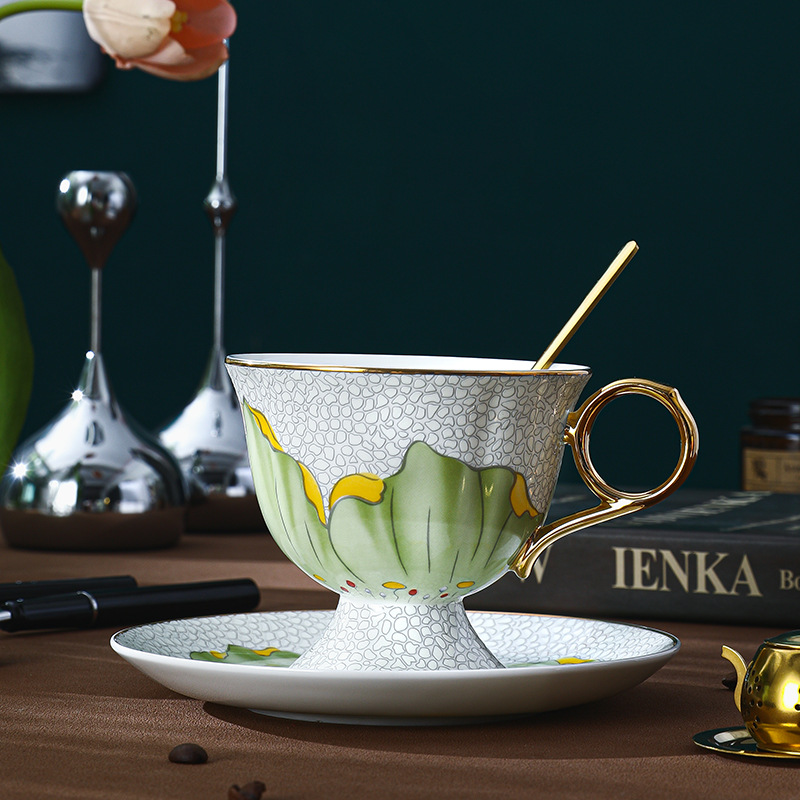 岩花歐式骨瓷咖啡杯碟套裝