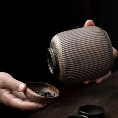 復古仿柴燒陶瓷茶葉罐