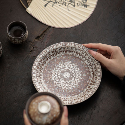 鎏銀萬佛壺承干泡臺家用茶托壺墊