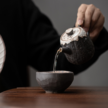 侘寂風手工粗陶蓮香杯