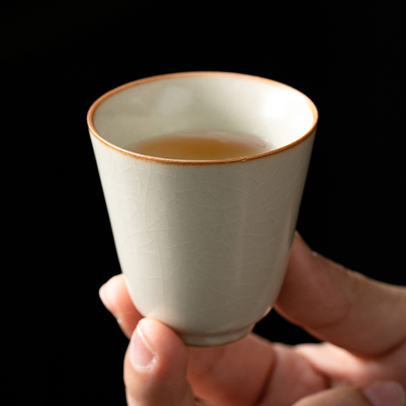 米黃汝窯品茗杯聚香杯