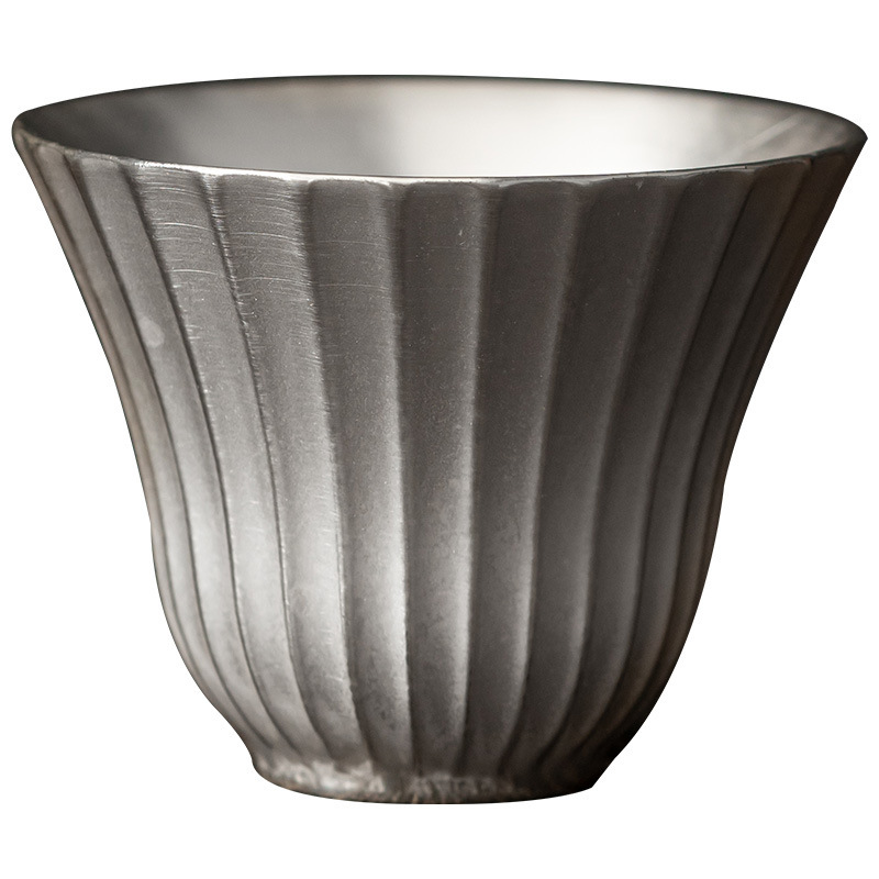 條紋陶瓷鎏銀品茗杯