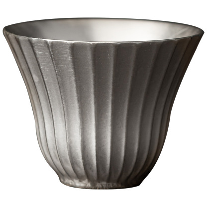 條紋陶瓷鎏銀品茗杯