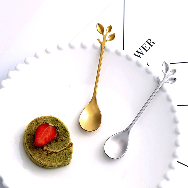 家用創意樹葉甜品勺咖啡勺