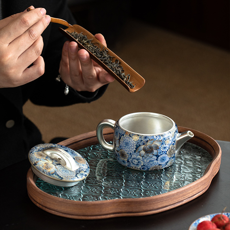 繁花鎏銀漢瓦壺禮盒套裝高檔伴手禮