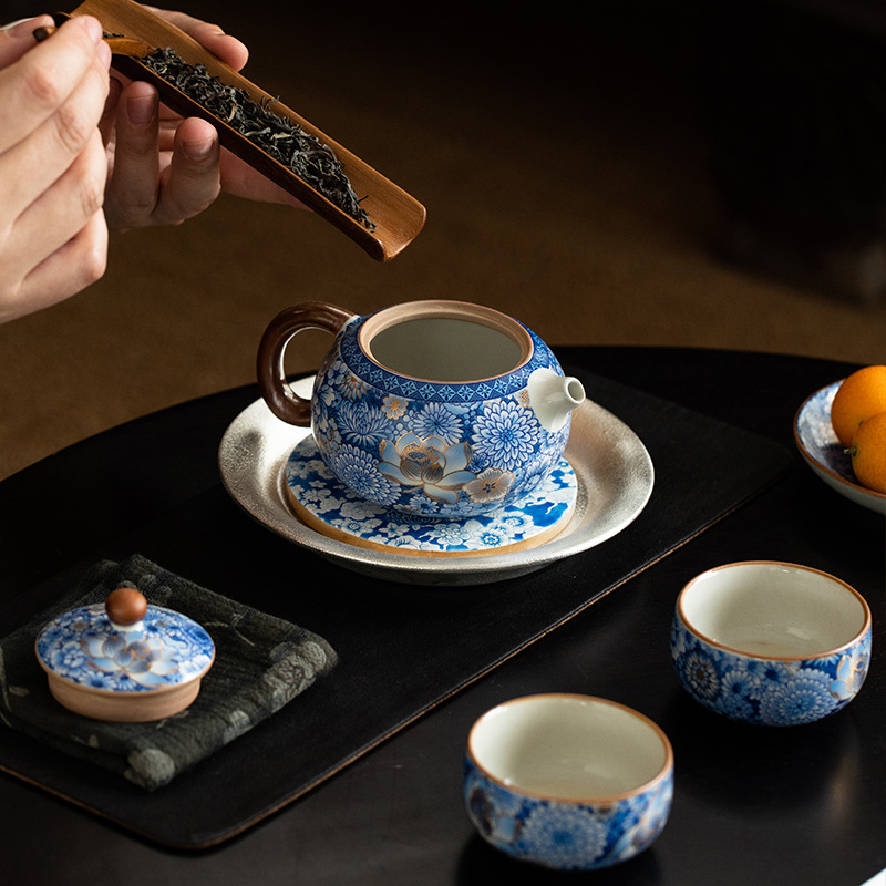 繁花一壺二杯+茶承套裝高檔伴手禮