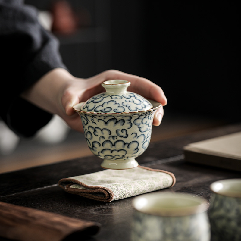 汝窯祥雲二才蓋碗