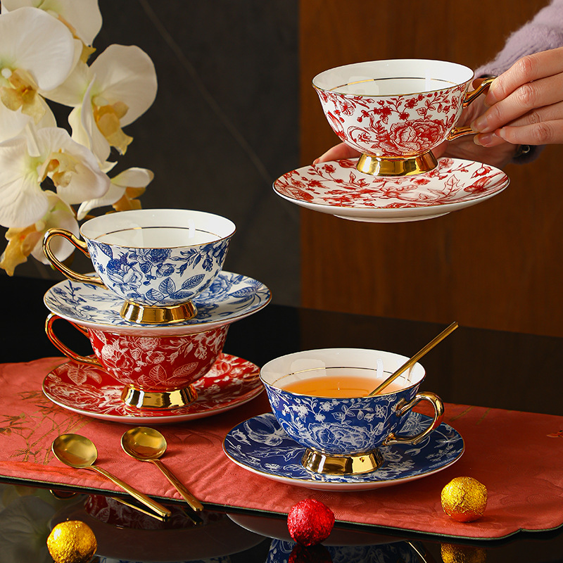 咖啡杯套裝歐式小奢華小精緻骨瓷