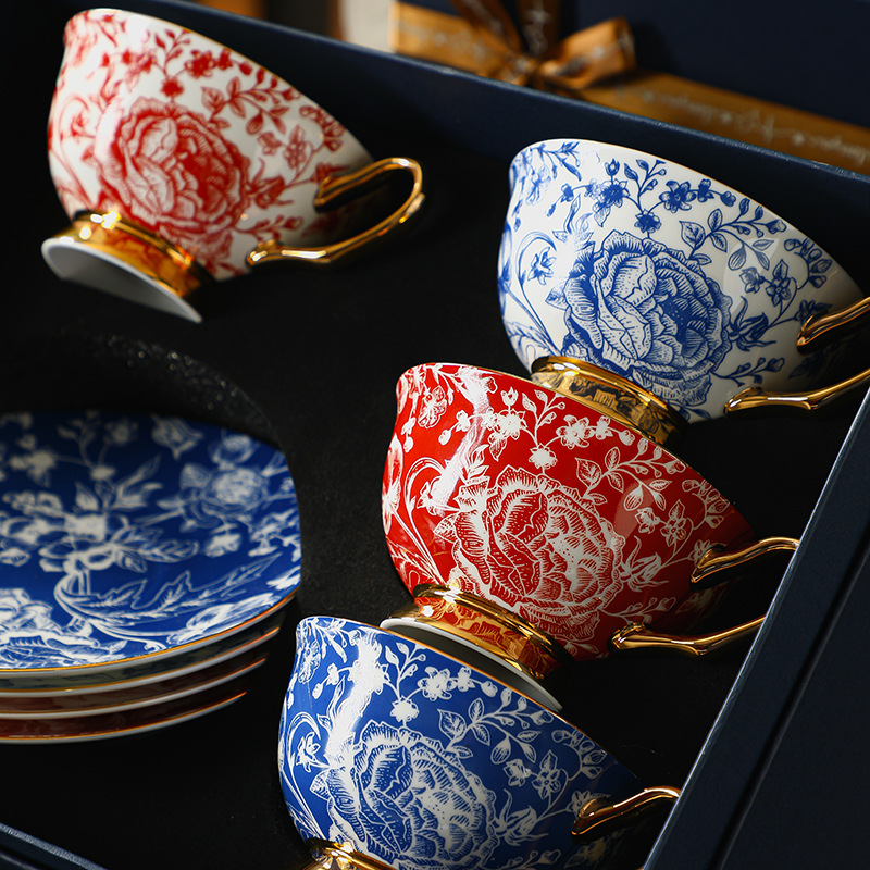 咖啡杯套裝歐式小奢華小精緻骨瓷