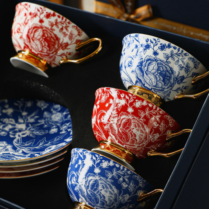 咖啡杯套裝歐式小奢華小精緻骨瓷