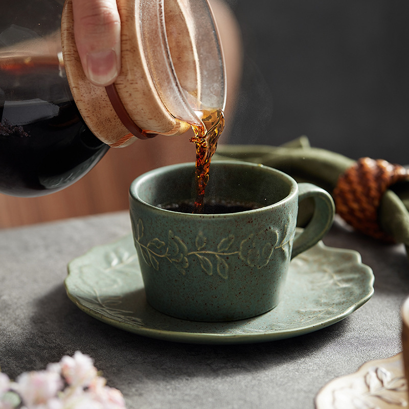 浮雕陶瓷咖啡杯碟