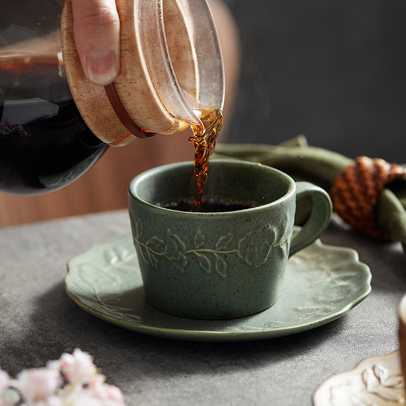 浮雕陶瓷咖啡杯碟