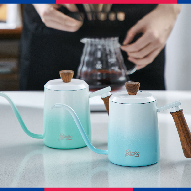 手沖咖啡壺細嘴掛耳壺木柄不銹鋼家用煮咖啡壺手磨咖啡機
