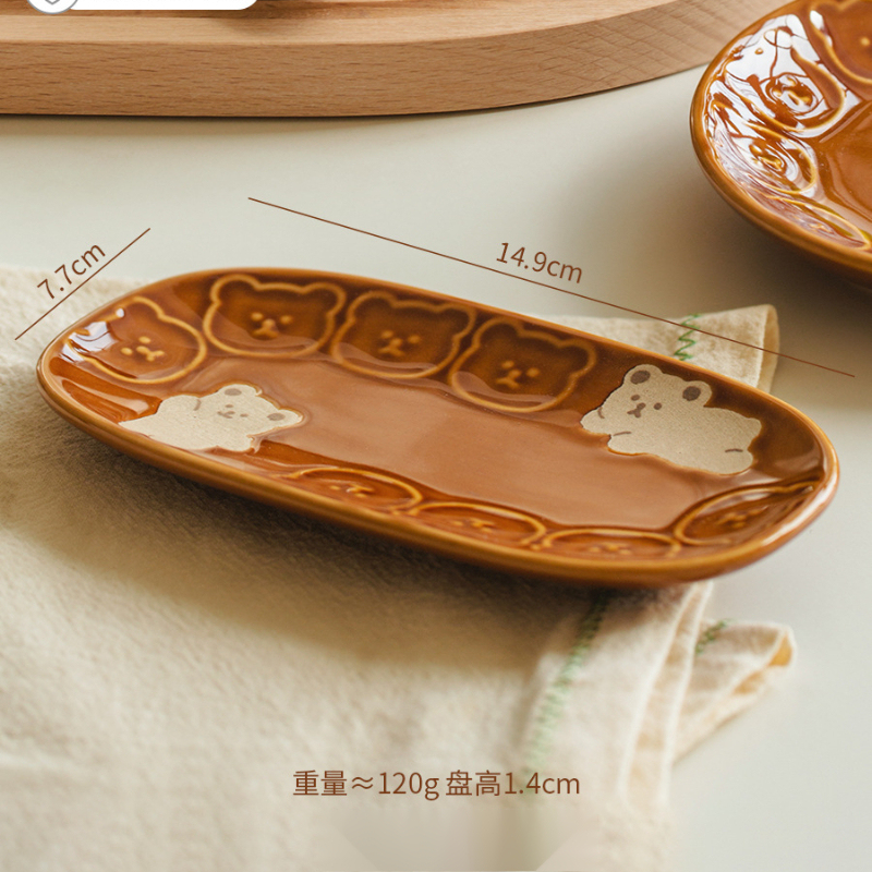 可愛小熊釉下彩陶瓷飯碗套裝