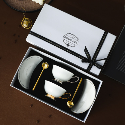 描金歐式陶瓷咖啡杯子杯碟套裝
