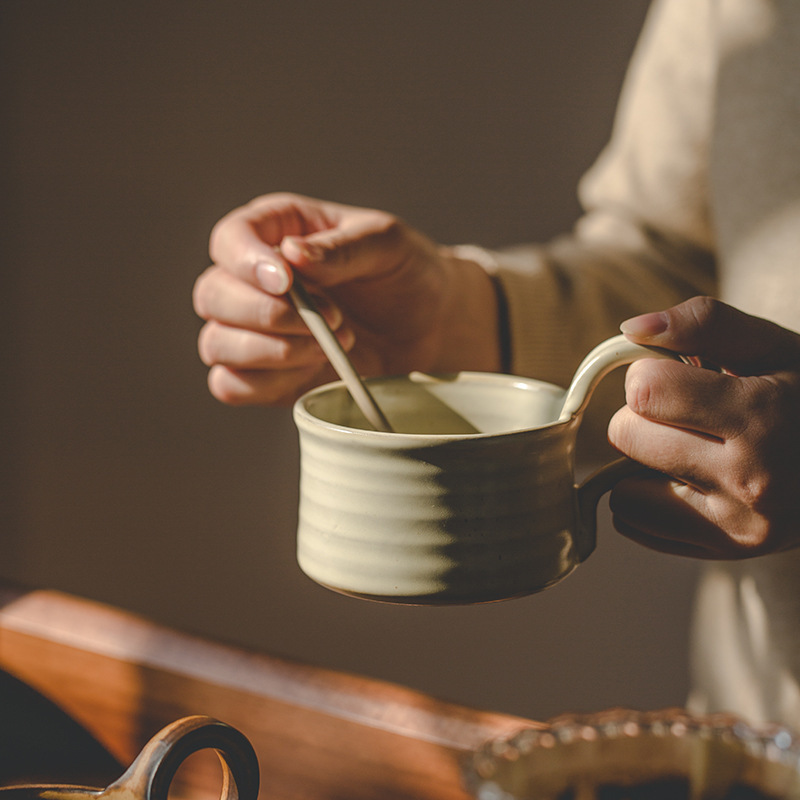 粗陶情侶咖啡杯碟