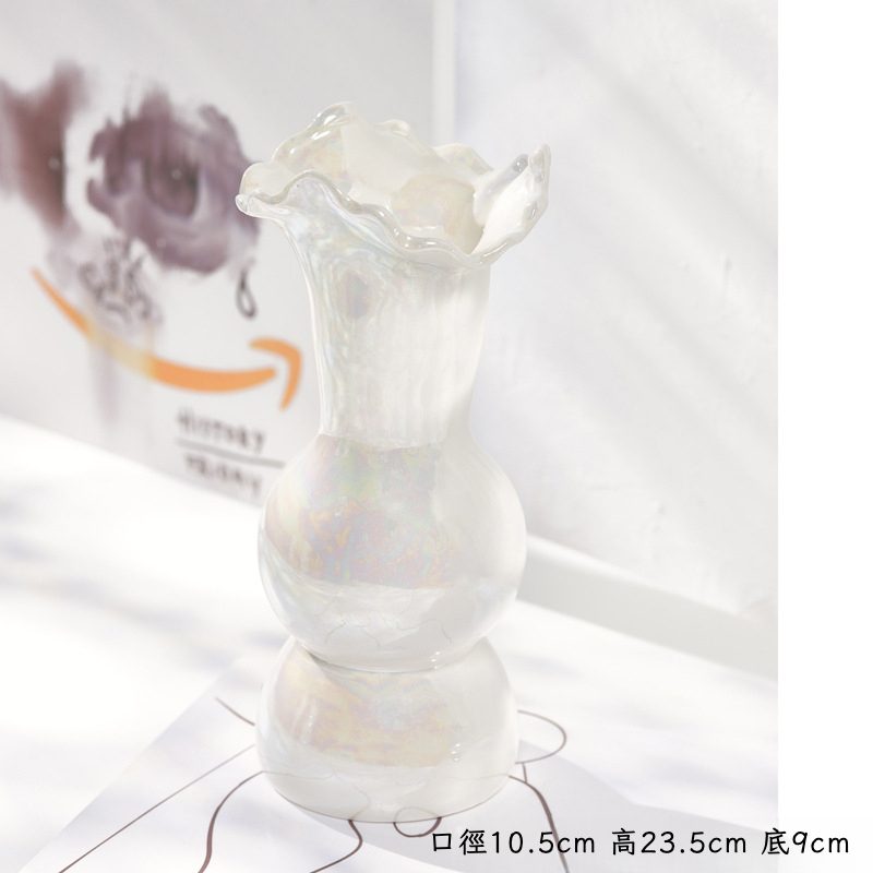 輕奢珍珠白陶瓷花瓶