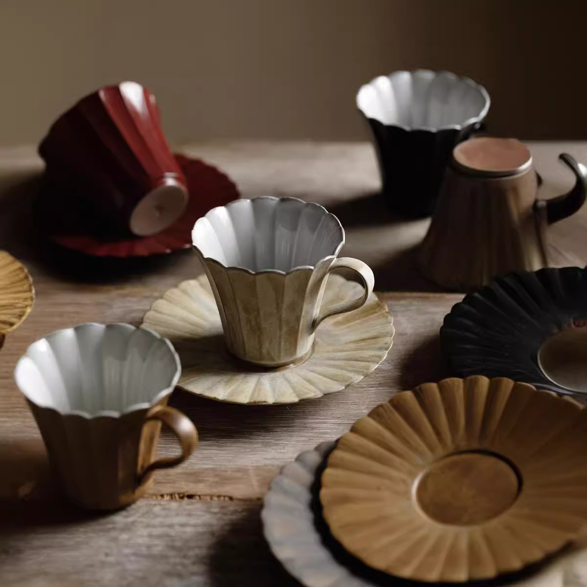 侘寂風粉引手工咖啡杯