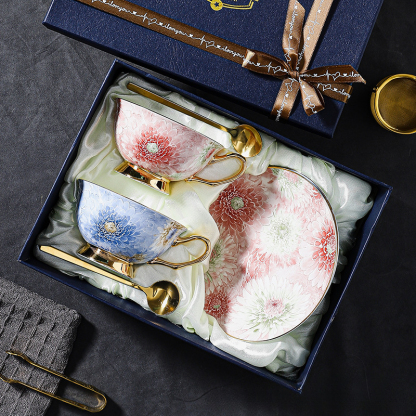 高顏值輕奢小眾骨瓷咖啡杯碟套裝