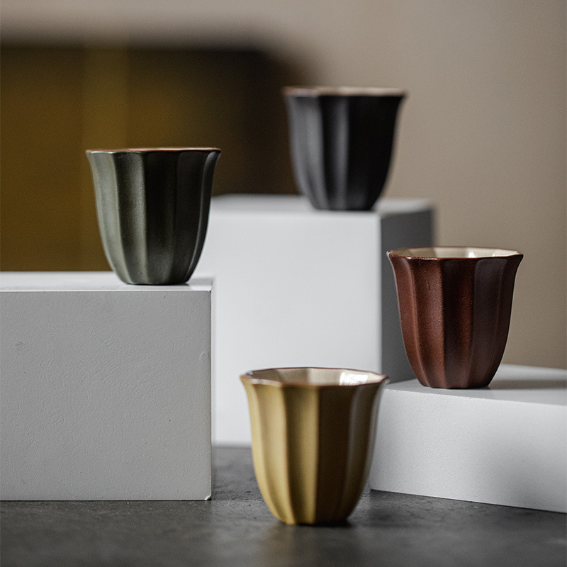 日式侘寂風粗陶品茗杯