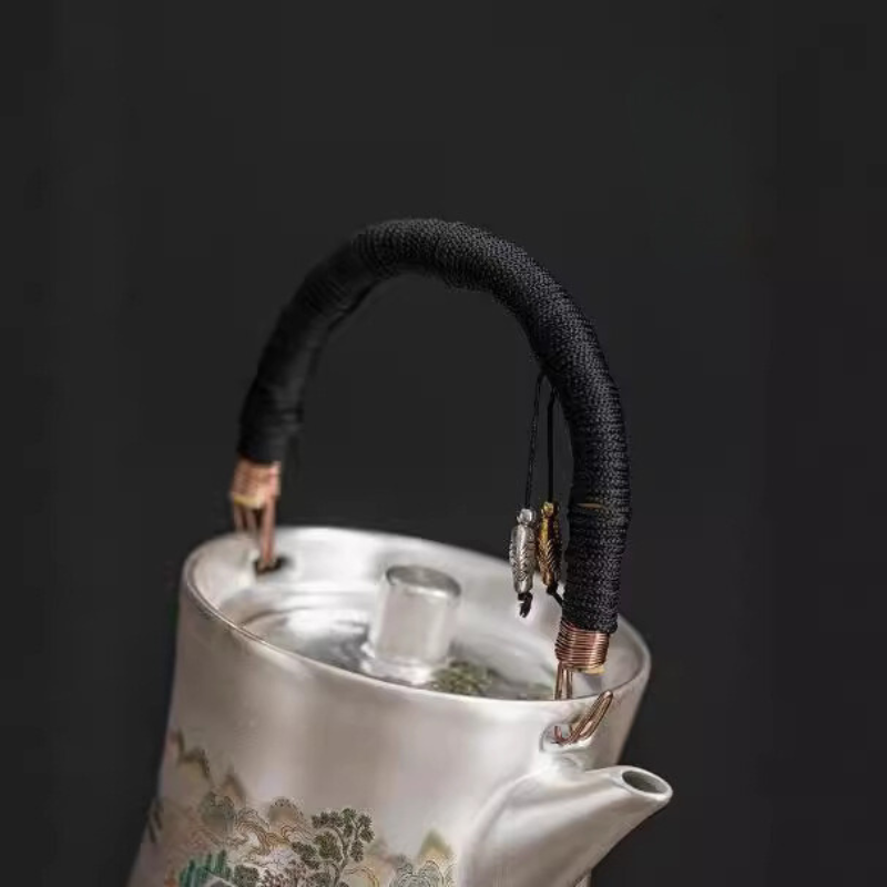 鎏銀金彩山谷提梁壺