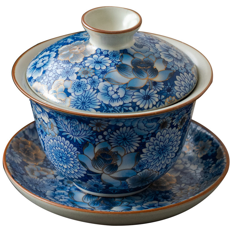 繁花三才蓋碗泡茶碗