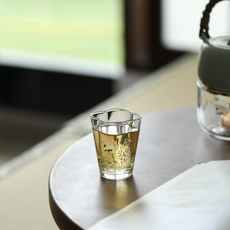松鶴加厚玻璃耐熱品茗杯
