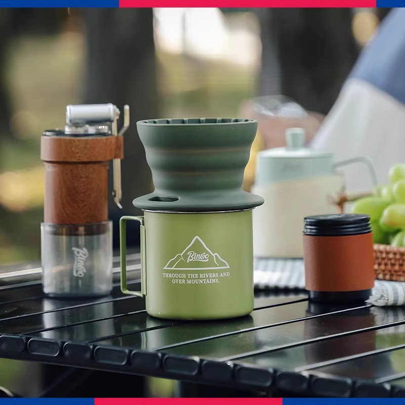 戶外硅膠折疊蛋糕濾杯露營手沖咖啡壺套裝