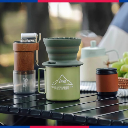 戶外硅膠折疊蛋糕濾杯露營手沖咖啡壺套裝