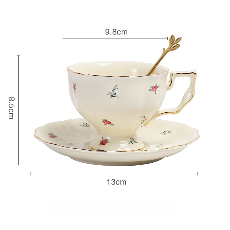 歐式昆蟲圖案陶瓷咖啡杯碟套裝