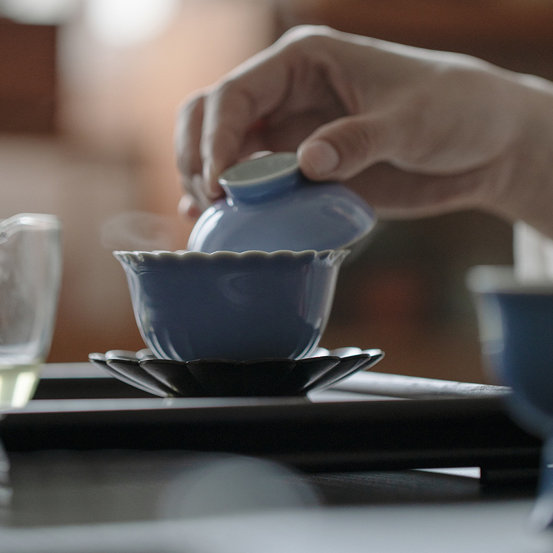 木槿紫菊口三才蓋碗