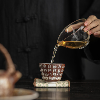 窯變陶瓷貼銀品茗杯