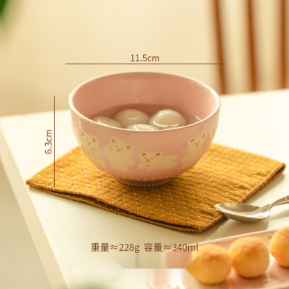 可愛小熊釉下彩陶瓷飯碗套裝