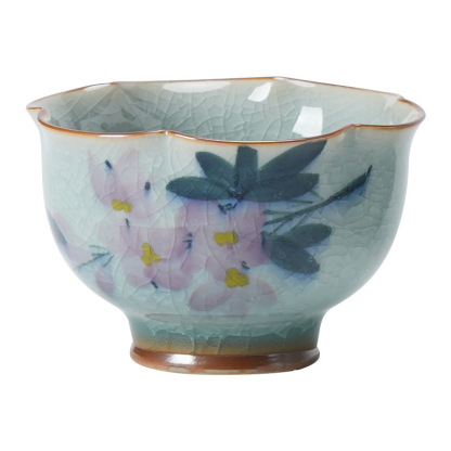 冰花手繪玉蘭花茶杯主人杯