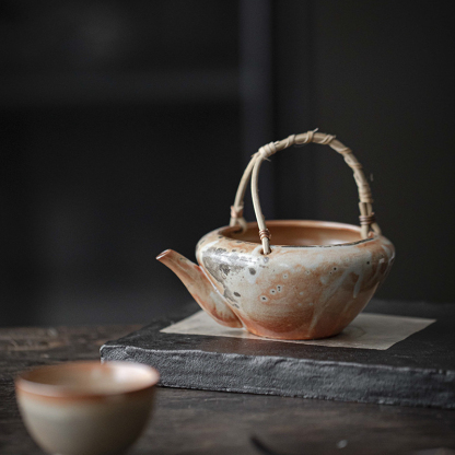 水墨柴燒窯變提梁壺