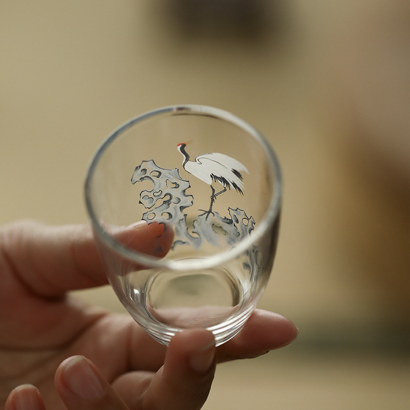 松鶴透明品茗杯小號