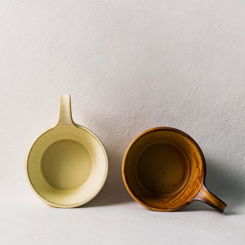 日式復古粗陶牛奶早餐杯