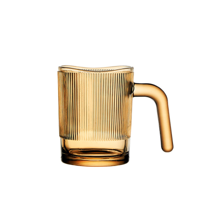 簡約豎條紋玻璃咖啡杯