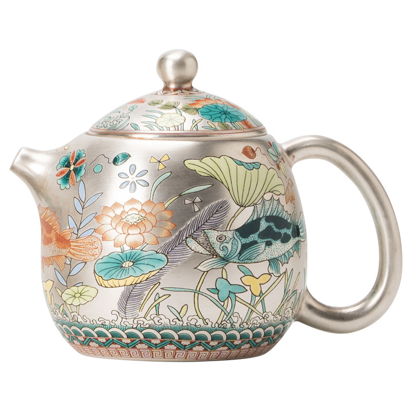 魚藻紋999鎏銀茶壺