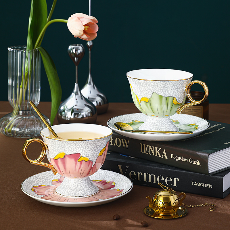 岩花歐式骨瓷咖啡杯碟套裝